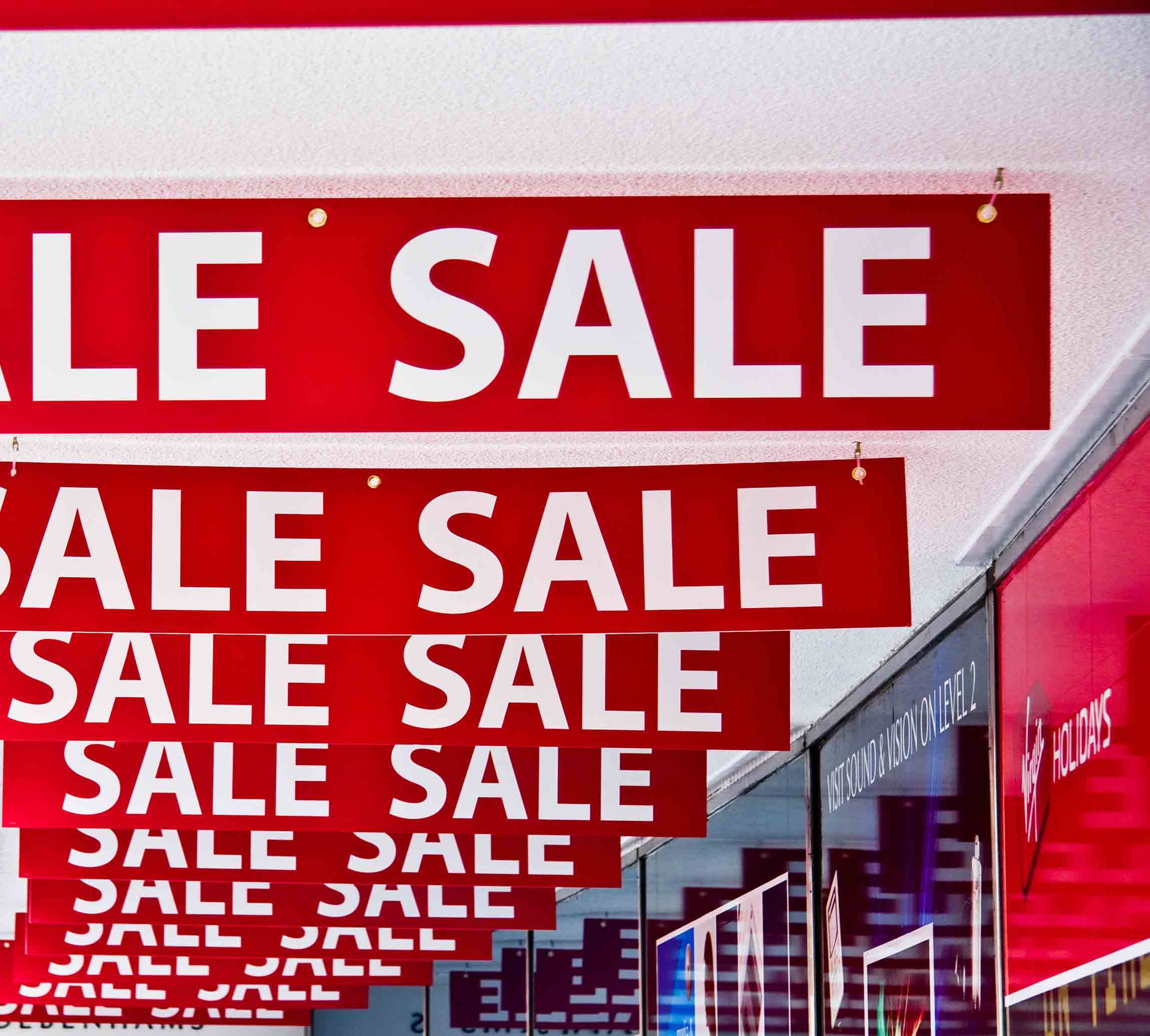 sale signs in mall